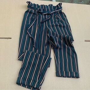 A F Studio Paperbag Stripe Cuffed Pant Size Medium